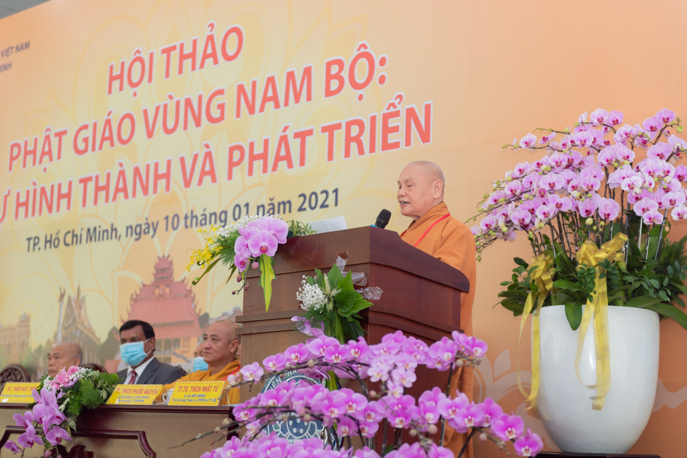 Hoà thượng Chủ tịch phát biểu định hướng hội thảo “Phật giáo vùng Nam bộ: Sự hình thành và phát triển”