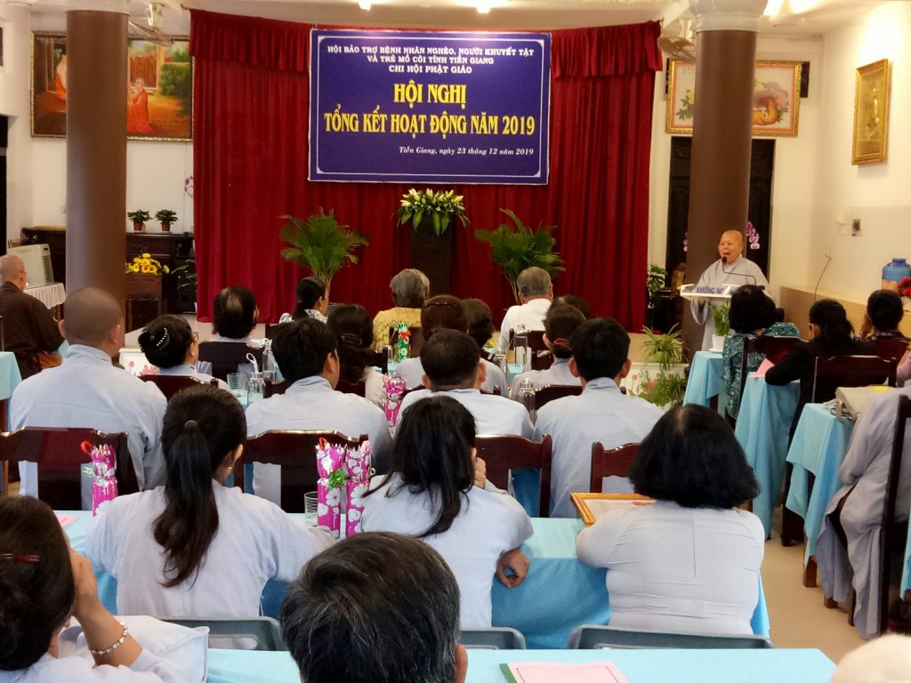 Tiền Giang: Chi hội Bảo trợ Bệnh nhân nghèo, Người khuyết tật và Trẻ mồ côi Phật giáo tỉnh Tiền Giang tổng kết công tác năm 2019